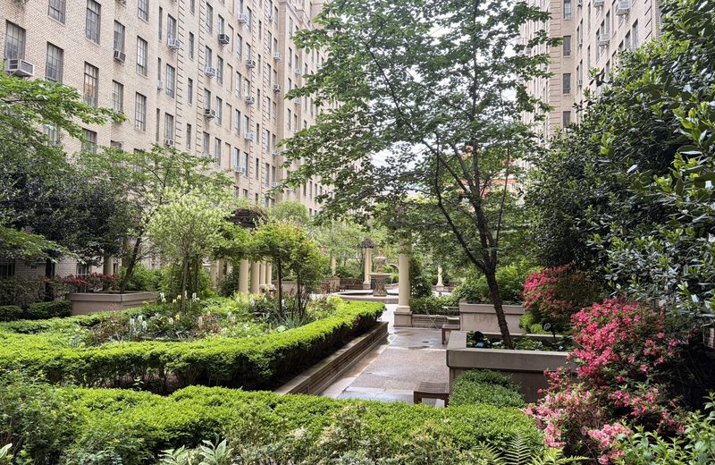 Beds in bloom along the garden walk